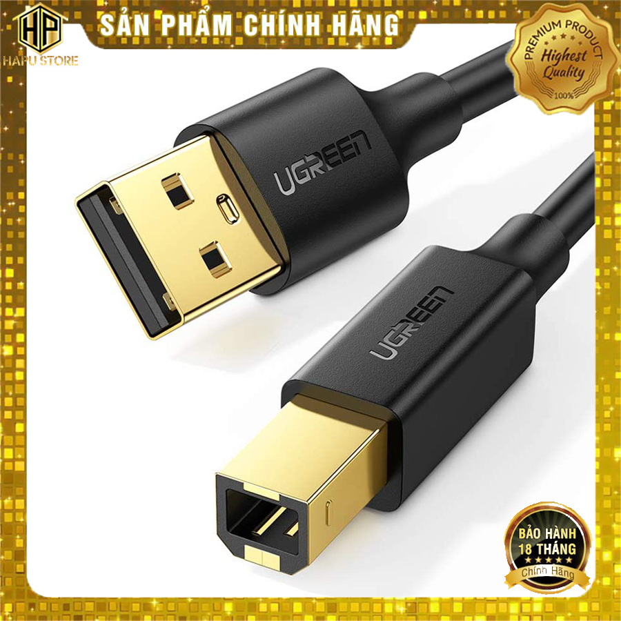 Cáp máy in dài 1.5m đến 5M chuẩn USB 2.0 Ugreen chính hãng - Hapustore
