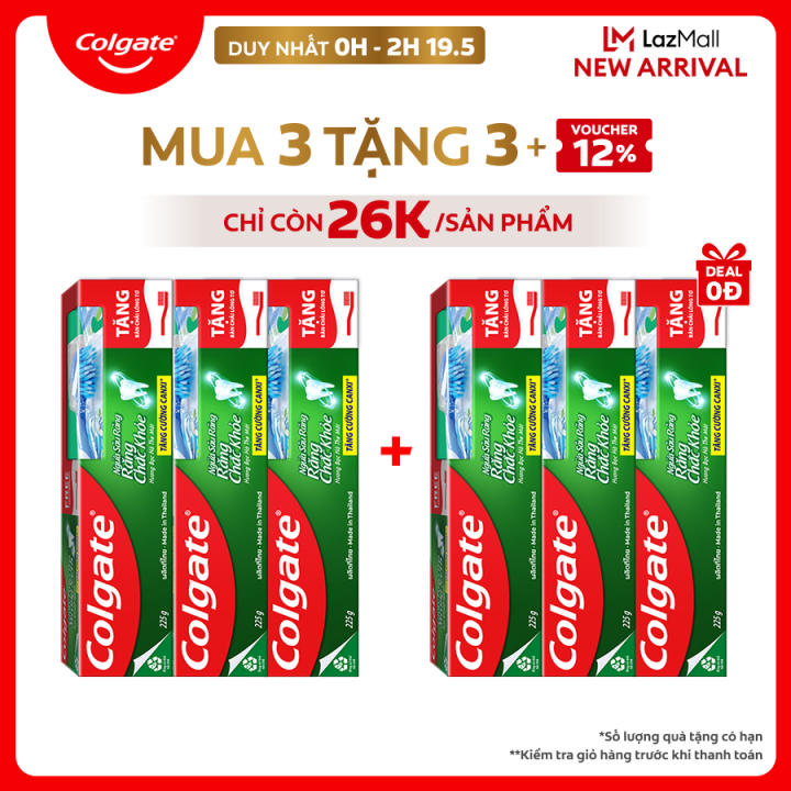 Bộ kem đánh răng Colgate ngừa sâu răng răng chắc khỏe 225g/tuýp