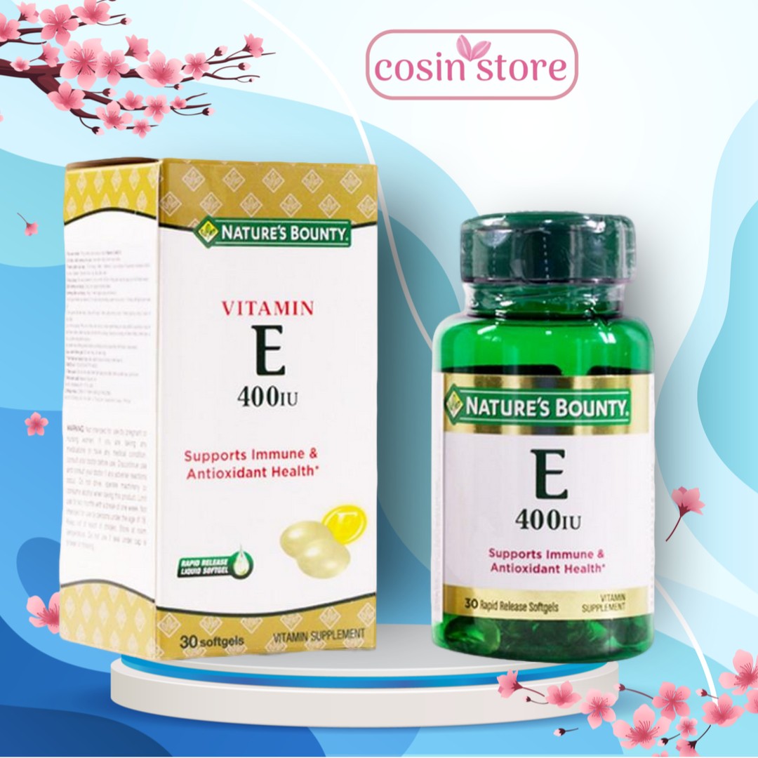 Viên uống Nature's Bounty Vitamin E 400IU 30 viên – Giúp da chống lão hóa mịn màng, tươi trẻ - Cosin Store