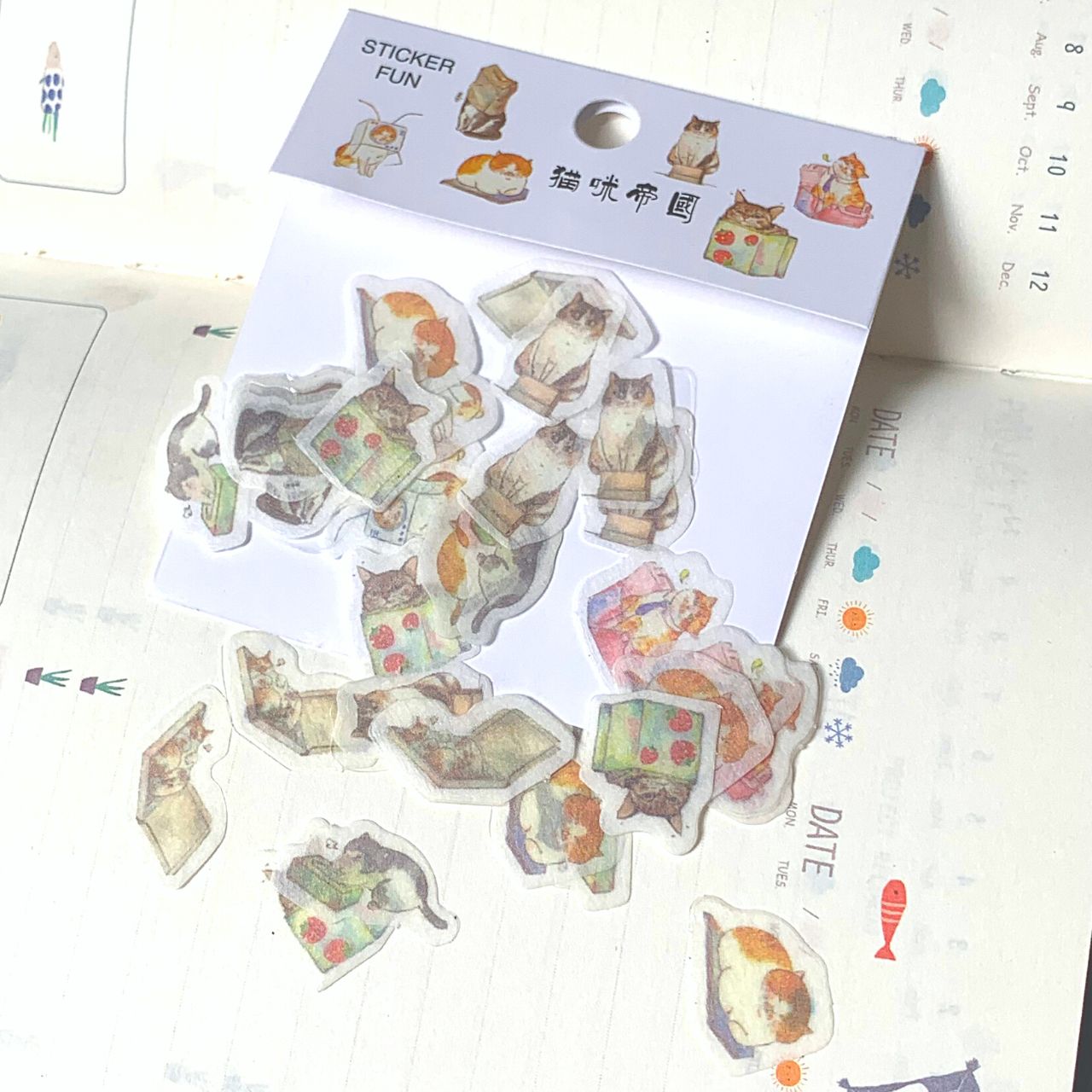 Bộ 32 sticker hình dán mini mèo vàng