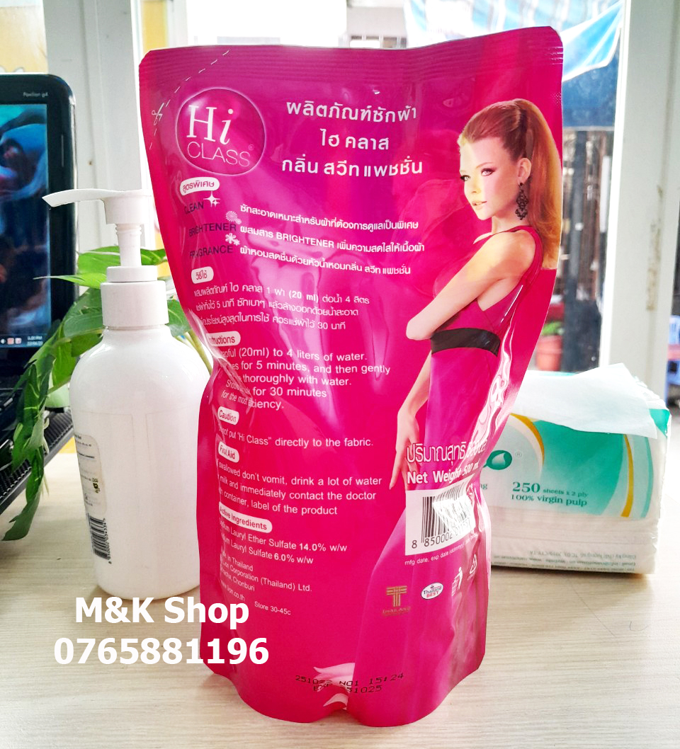 [CHÍNH HÃNG/date 2028] Combo 3 túi nước giặt Hi Class 500ml Thái Lan