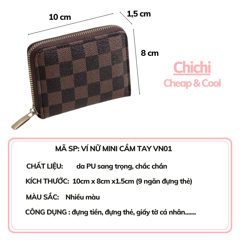 Ví nữ mini cầm tay ngắn nhỏ gọn bỏ túi thời trang cao cấp giá rẻ ChiChi VN01