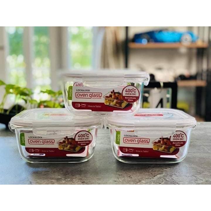 Hộp Thuỷ Tinh Vuông Lock&Lock 840ml