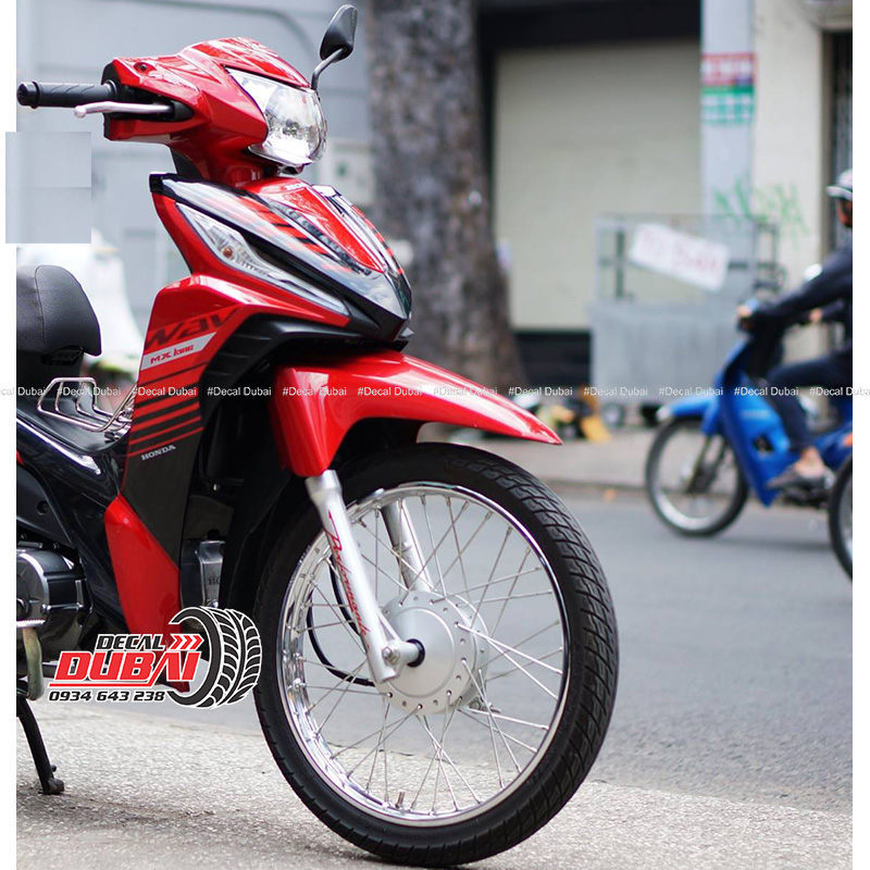 Tem Xe Wave RSX Đen Sọc Đỏ Thể Thao