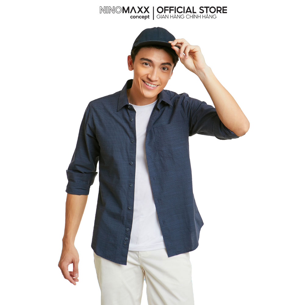 NINOMAXX Áo sơ mi Basic Nam tay dài chất liệu 100% cotton 2011094