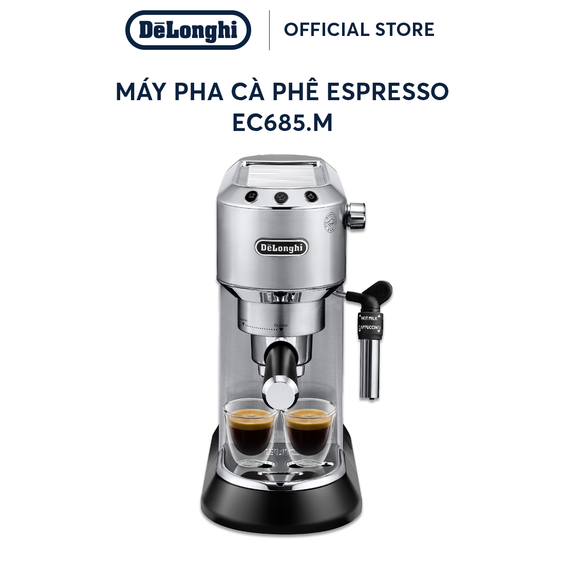 Máy Pha Cà Phê DeLonghi EC685 Dedica Style (M/ R) - Thiết Kế Gọn, Áp Suất 15 Bar - Chính Hãng
