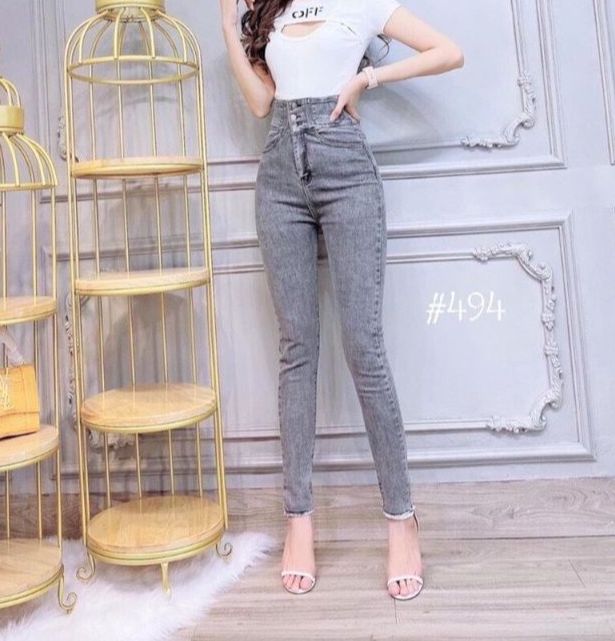 Quần Jean Nữ Lưng SIÊU Cao PHỐI 3 CÚC VÀ 4 CÚC ( 4 CÚC THẮT DÂY SAU EO ) siêu xịn là quần bò nữ siêu đẹp 2022 -16