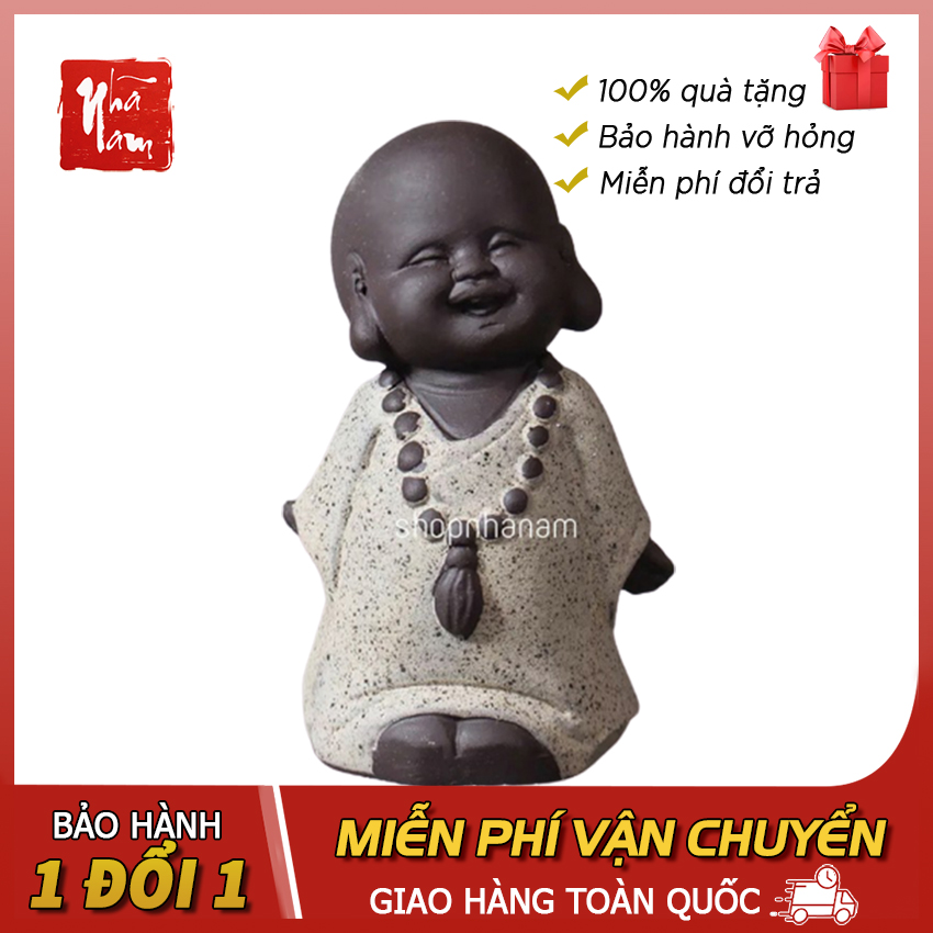 Bộ 4 tượng nhà sư tu sĩ gốm sứ tử sa cao cấp, phụ kiện bàn trà, trang trí nhà cửa, vật phẩm phong thủy - Phong Thủy Nhã Nam