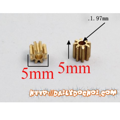 Bánh răng đồng 8 răng trục 2mm, hàng chất lượng cao, giá thành siêu rẻ.