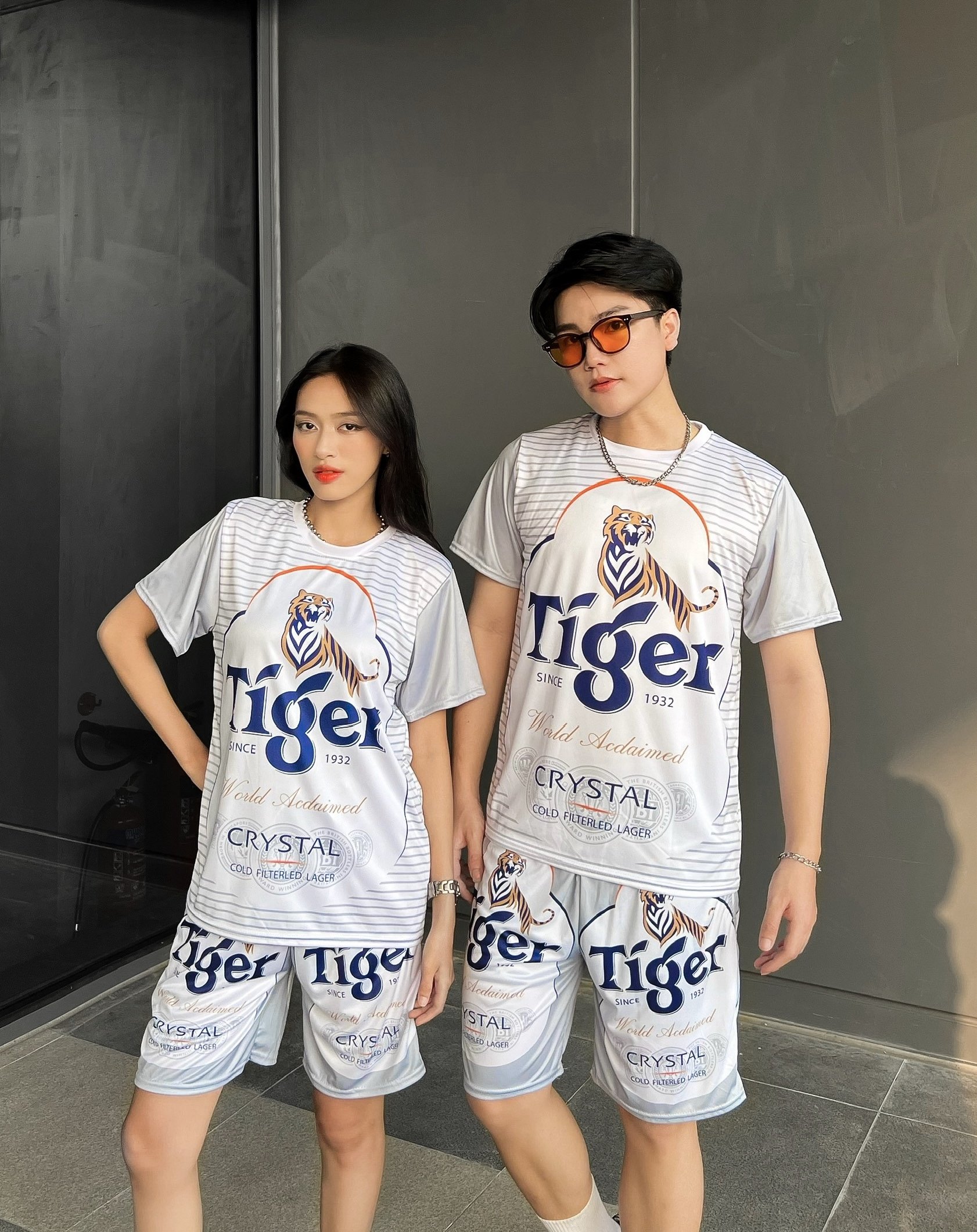   5 SIZE 10-100KG  Đồ bộ nữ nam BIA TIGER BẠC mặc nhà thời trang mới nhất Chất liệu thun lạnh co giãn thấm hút tốt - Top1Shop 