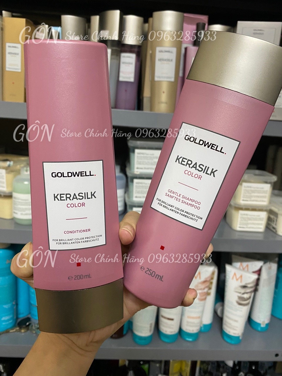 Dầu gội xả duy trì màu nhuộm goldwell kerasilk color 250ml - 200ml gội xả goldwell chính hãng