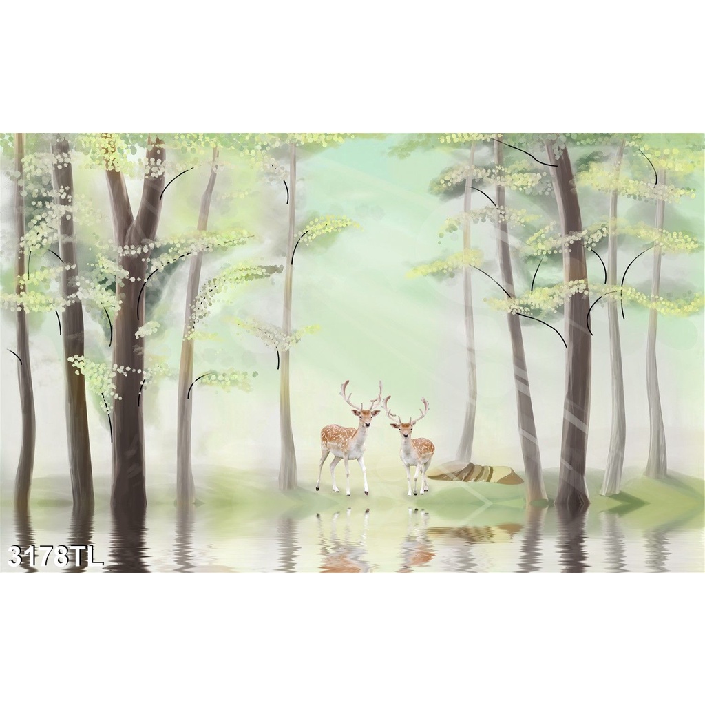 Tranh dán tường Trang Trí Phòng Ngủ Phong Cảnh 3d độc lạ - 3178TL- có in kích thước theo yêu cầu