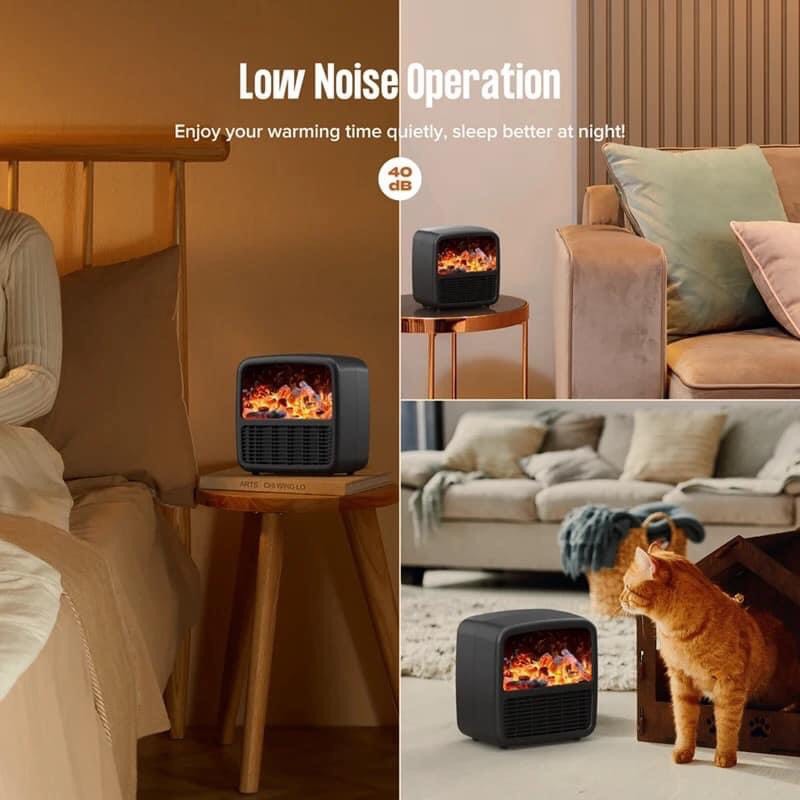 Máy sưởi Mini N6 công suất 1500w màn hình LED 3D hình ảnh lửa