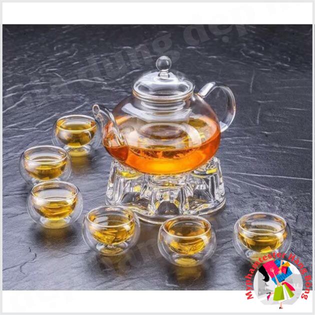 Sét ấm thuỷ tinh chén 2 lớp