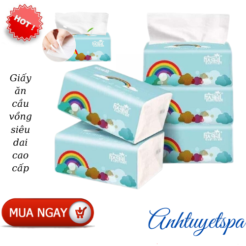 Thùng 30 gói giấy ăn cầu vồng siêu dai cao cấp,30 gói giấy ăn cầu vồng xinmie