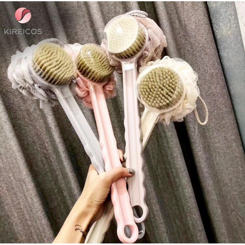 Bàn chải cọ lưng cán dài lông chải siêu mềm - bông tắm kỳ ghét tẩy tế bào chết chăm sóc da