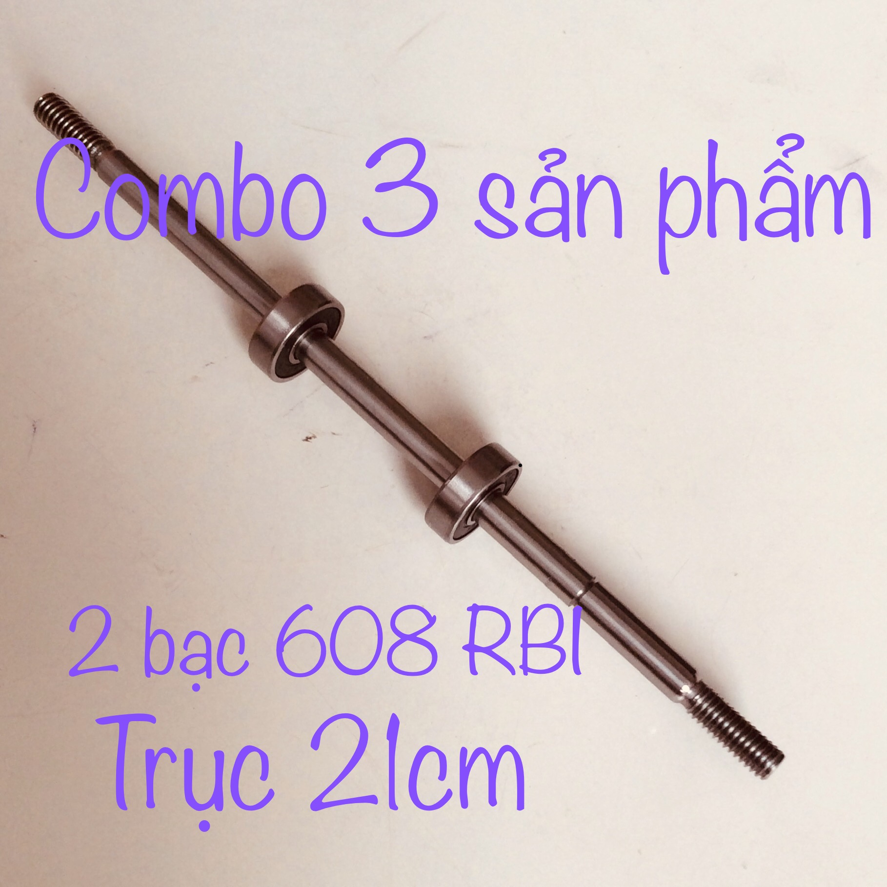 Combo 3 sản phẩm (2 bạc đạn 608 RBI + 1 cây cốt 21cm) dùng chế từ bạc thau sang bạc đạn (phụ kiện quạt)