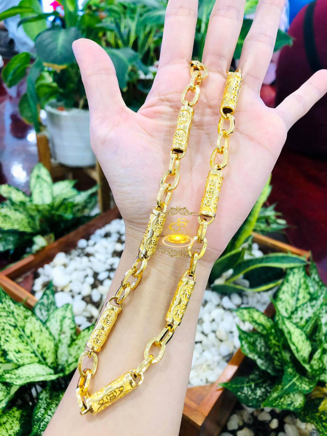 dây chuyền nam chữ cong trụ tròn chữ phúc mạ vàng 18k - kích thước 0.8x62cm, đường nét tỉ mỉ, công nghệ xi hiện đại - Hồng Tâm Silver - XD
