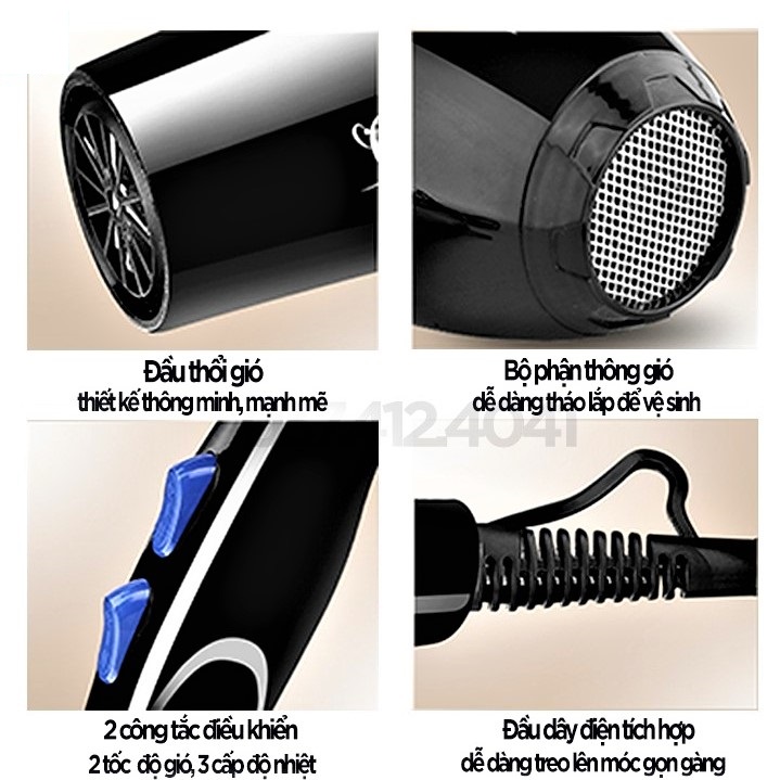 MÁY SẤY TÓC 2 CHIỀU ( TẶNG 5 PHỤ KIỆN ) CÔNG SUẤT MẠNH , MÁY SẤY TÓC , BỘ MÁY SẤY TÓC LOẠI ĐẸP