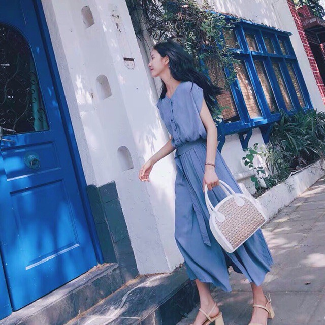 Đầm tay con kèm belt 2 màu