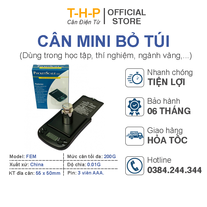 Cân Tiểu Ly Mini FEM (200g/0.01g)