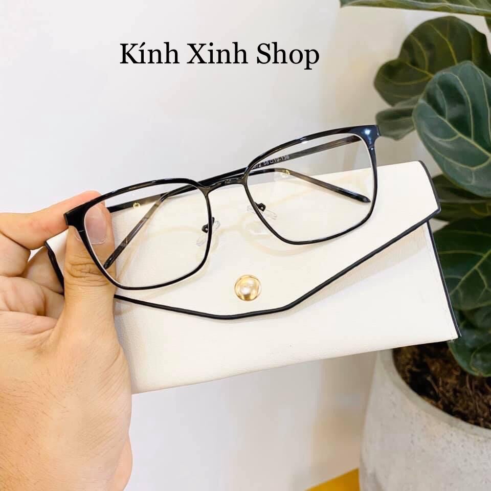 Kính gọng Kim loại Mắt vuông form to oversize chống ánh sáng xanh, uv