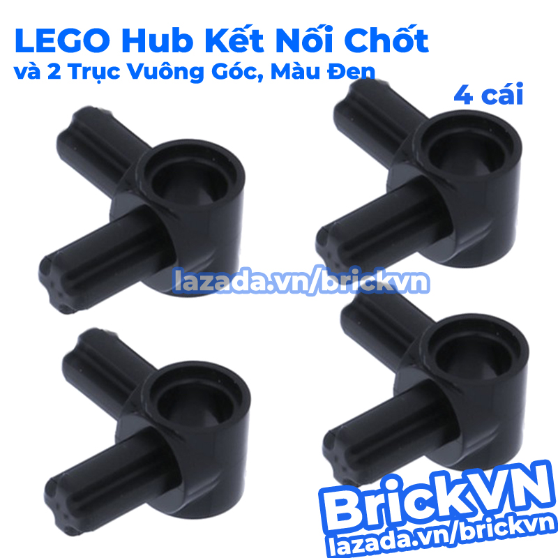 4x New Genuine LEGO Black Technic, Axle and Pin Connector Hub with 2 Perpendicular Axles