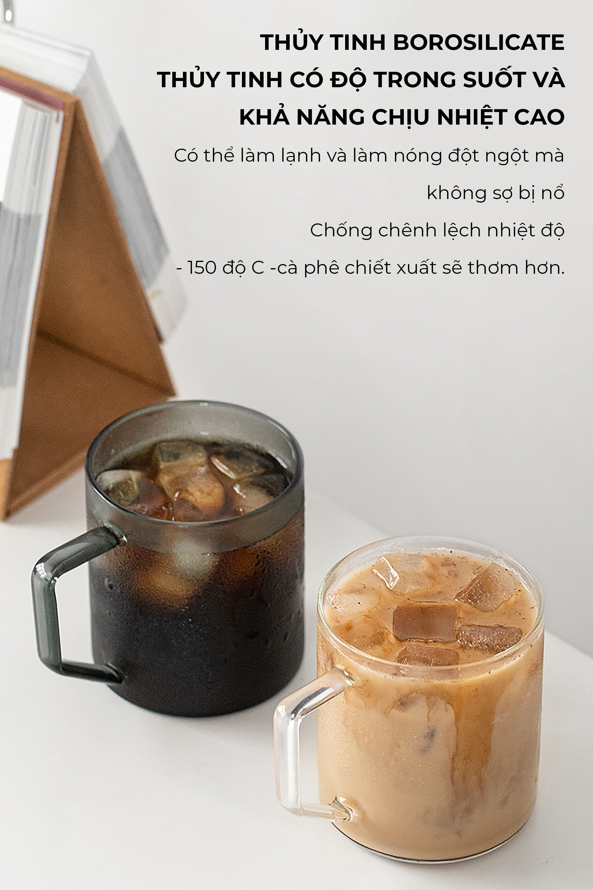 [HCM]Ly thủy tinh uống trà cà phê 360ml Cafede Kona