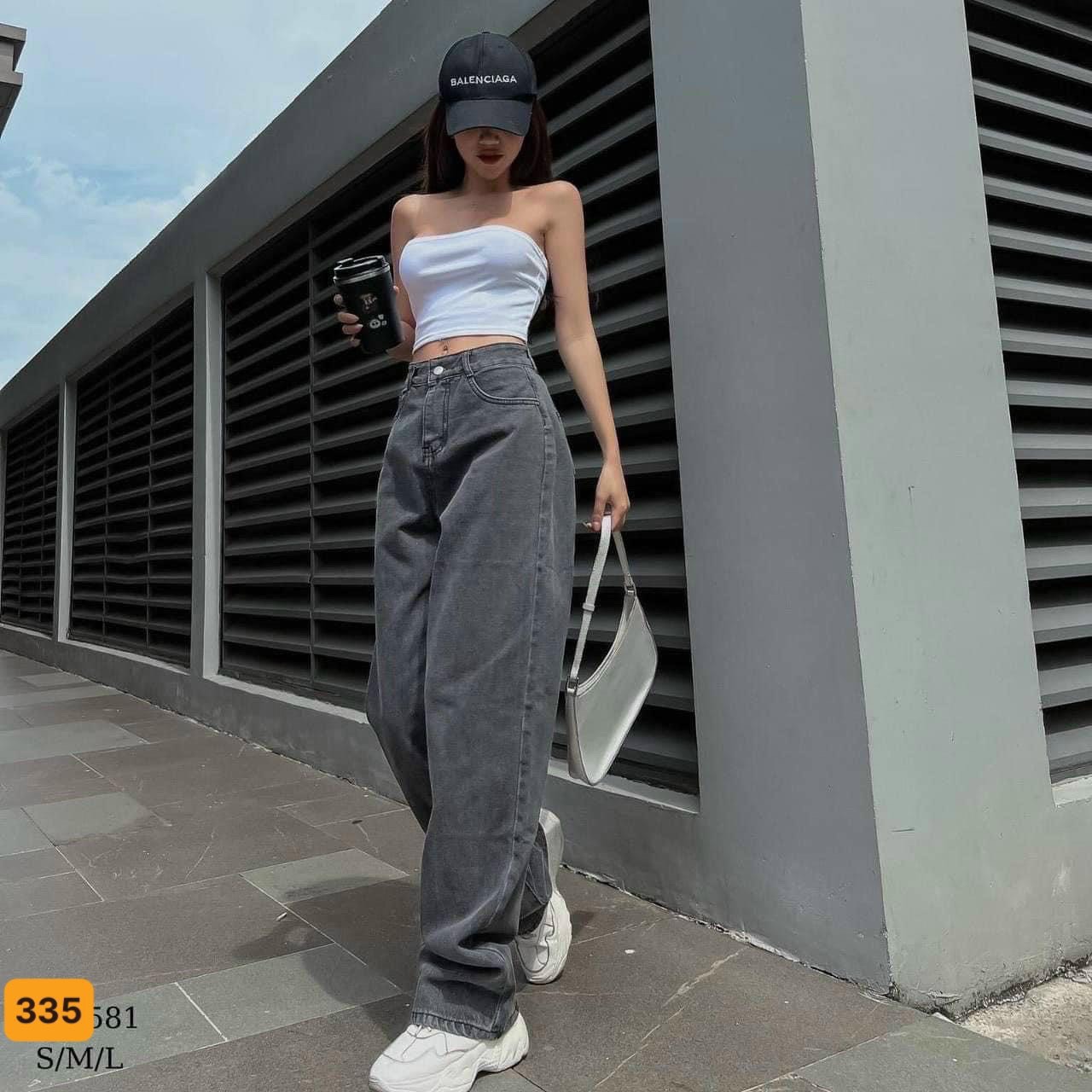 [Hoàn Tiền 15%] Quần baggy xám trơn nữ cao cấp,chất liệu denim,from chuẫn,ảnh thật shop tự chụp thời trang DIỄM NHI SHOP MKTB02