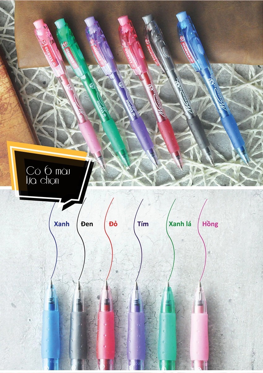 Bút bi STABILO Marathon BP318F (Xanh biển, Đen, Đỏ, Hồng, Xanh lá, Tím)