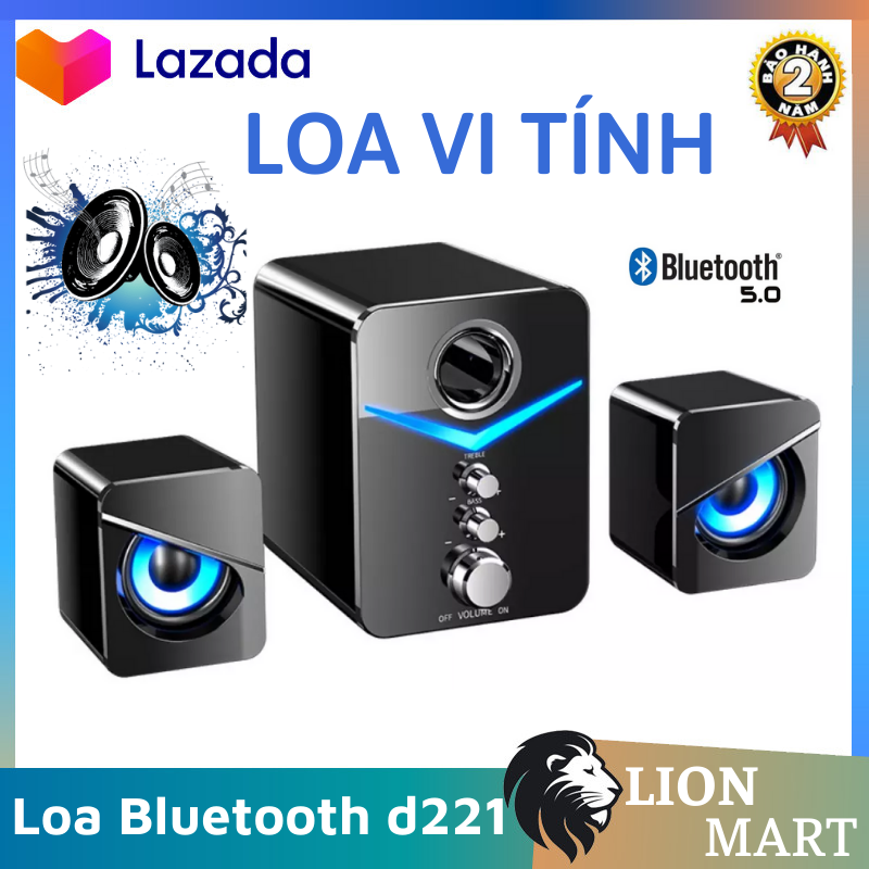 Loa máy vi tính bluetooth d221 có đèn led xanh nổi bật dùng cho máy vi tính pc laptop loa công suất lớn bảo hành 1 năm