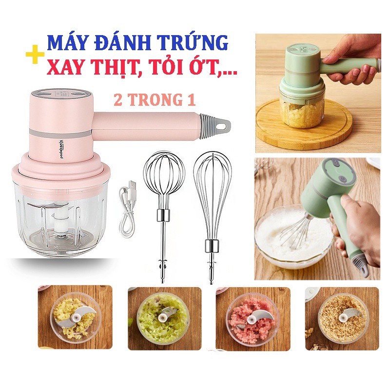 Máy Xay Thịt, Tỏi, Ớt 3in1 Đa Năng Đánh Trứng