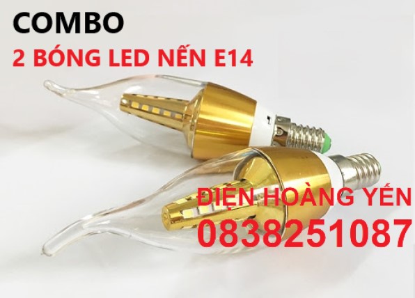 [HCM]Bộ 2 bóng đèn LED nến 5W E14