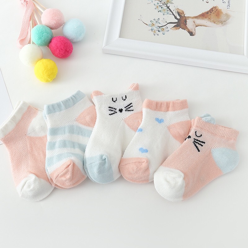 Set 5 đôi tất Kid Sock lưới thông hơi cho bé