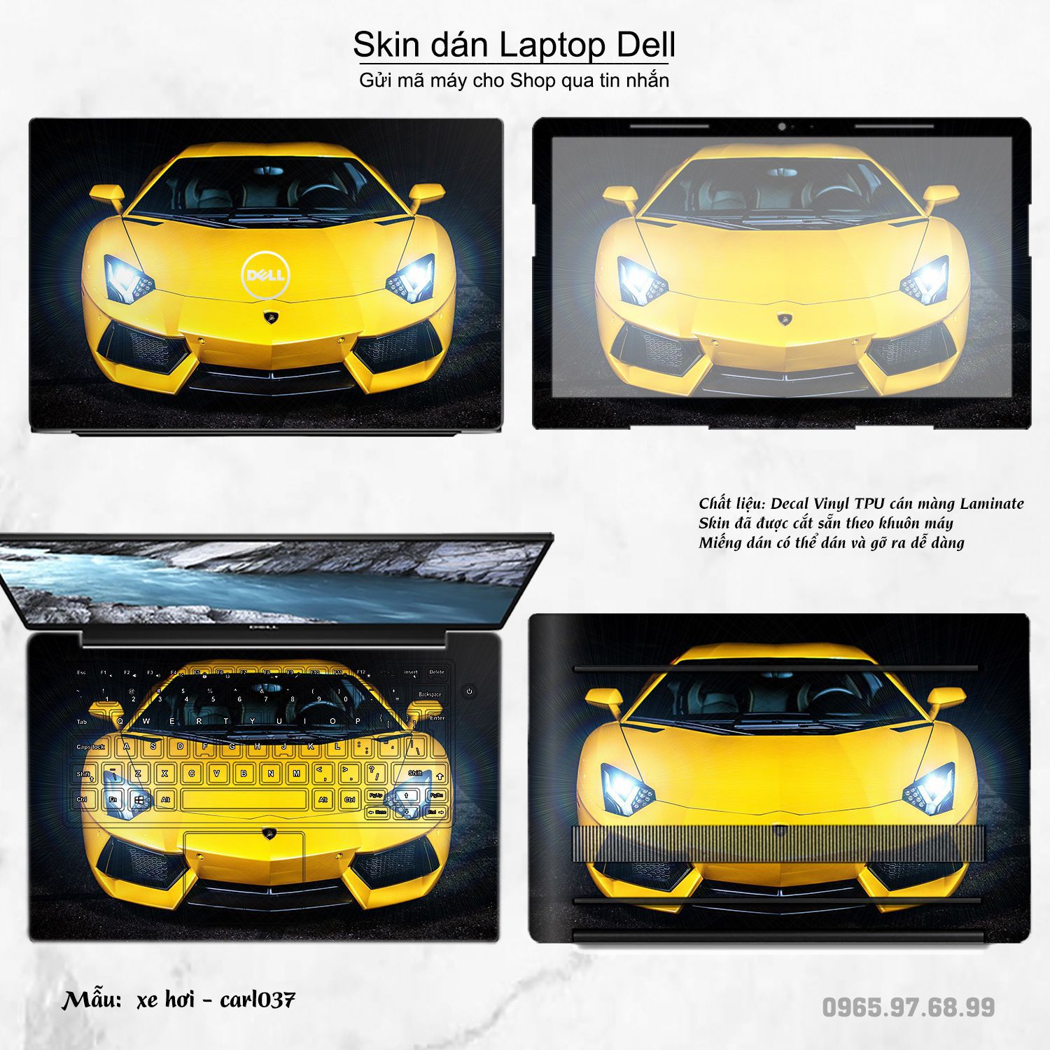 Decal Skin dán Laptop Dell mẫu xe hơi