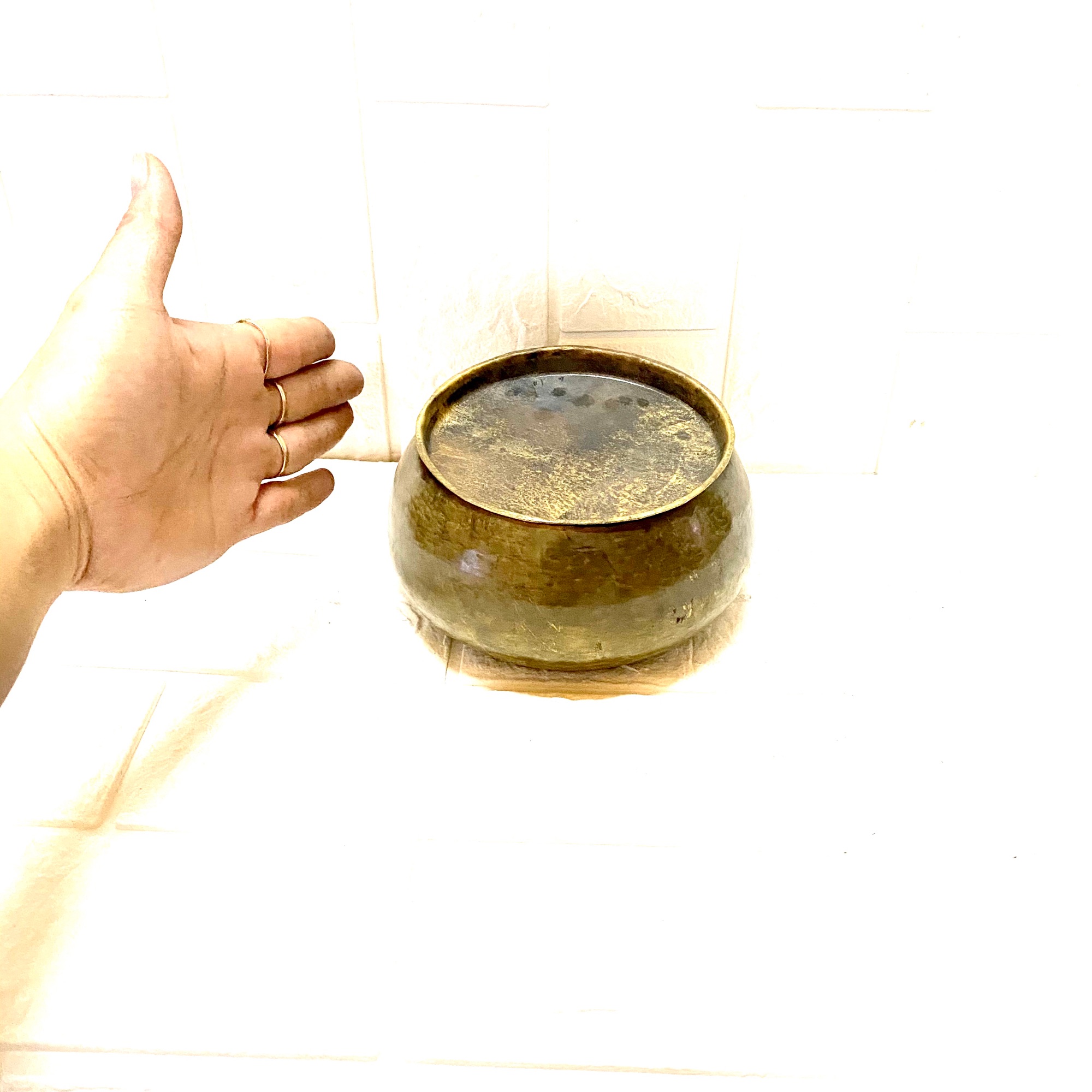 Khay đựng trầu không cỡ nhỏ 6x 12 cm chất liệu bằng đồng xanh