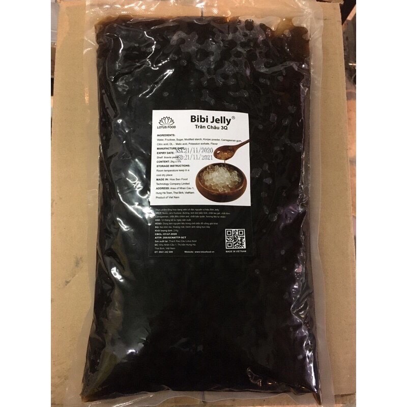 Trân Châu Đen 3Q Bibi Jelly ( Thạch 3Q BIBI JELLY - 2KG/ TÚI ( Thùng 6 túi)
