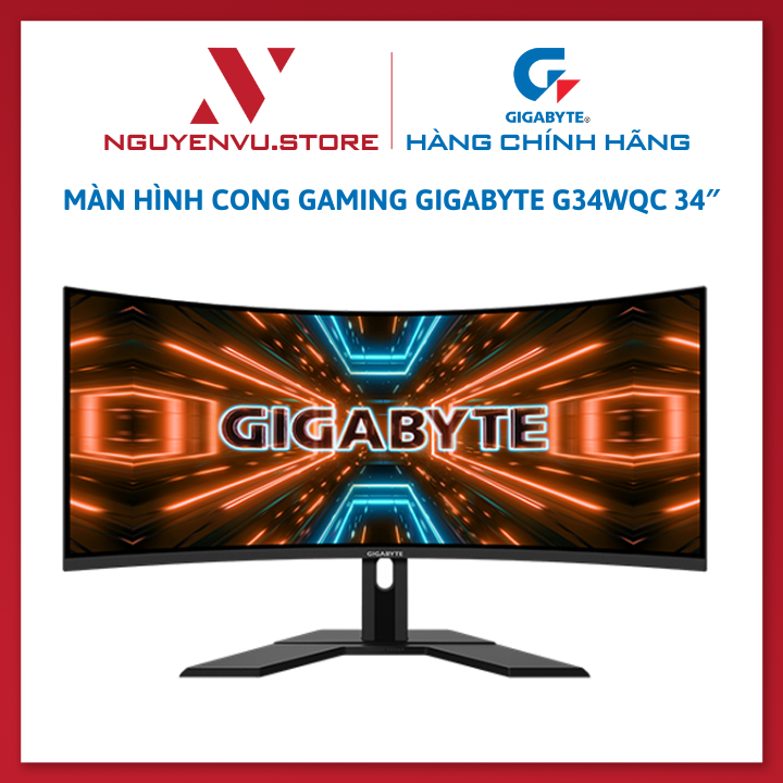 Màn hình Gigabyte G34WQC A (34"/QHD/VA/144Hz/1ms/350nits/HDMI+DP+USB/Loa/FreeSync/Cong) - Hàng Chính Hãng