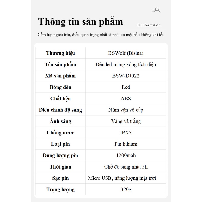 Đèn măng xông LED tích điện BSWolf - DJ022 (CHÍNH HÃNG)
