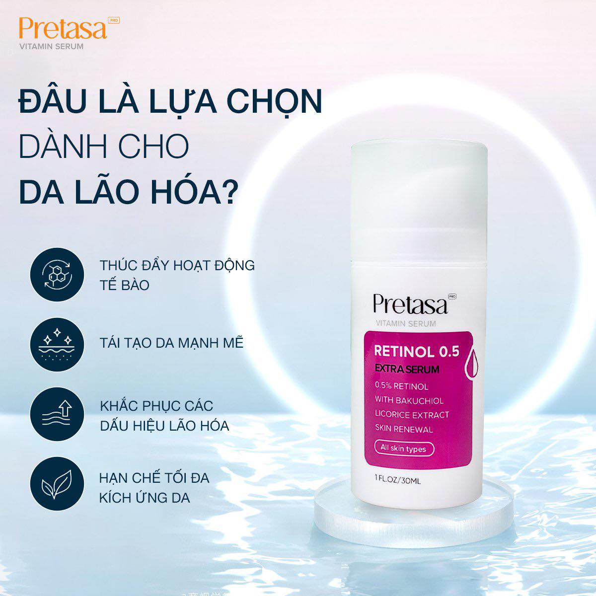 Retinol Pretasa 0.5% Serum 30ml [Chính Hãng]