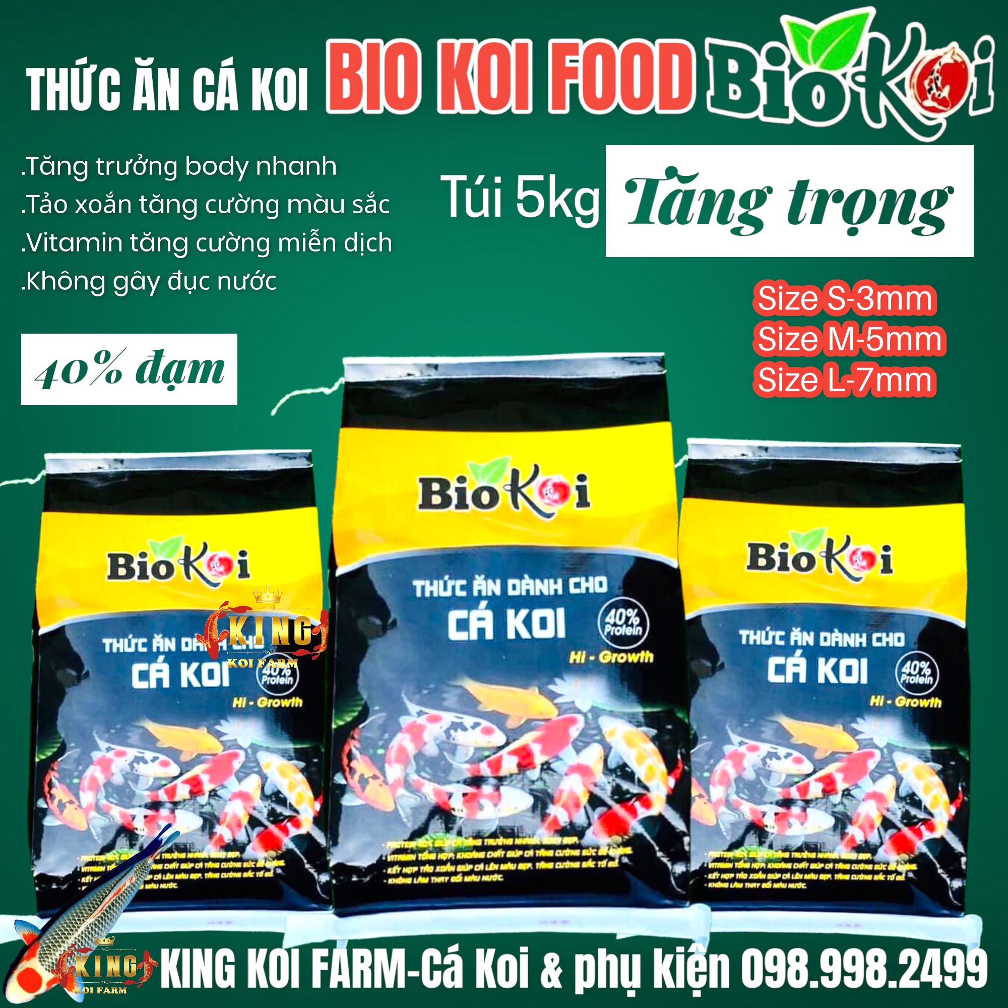 Thức ăn cá koi hỗn hợp dạng viên bio koi food - thức ăn tăng trưởng dành cho cá koi