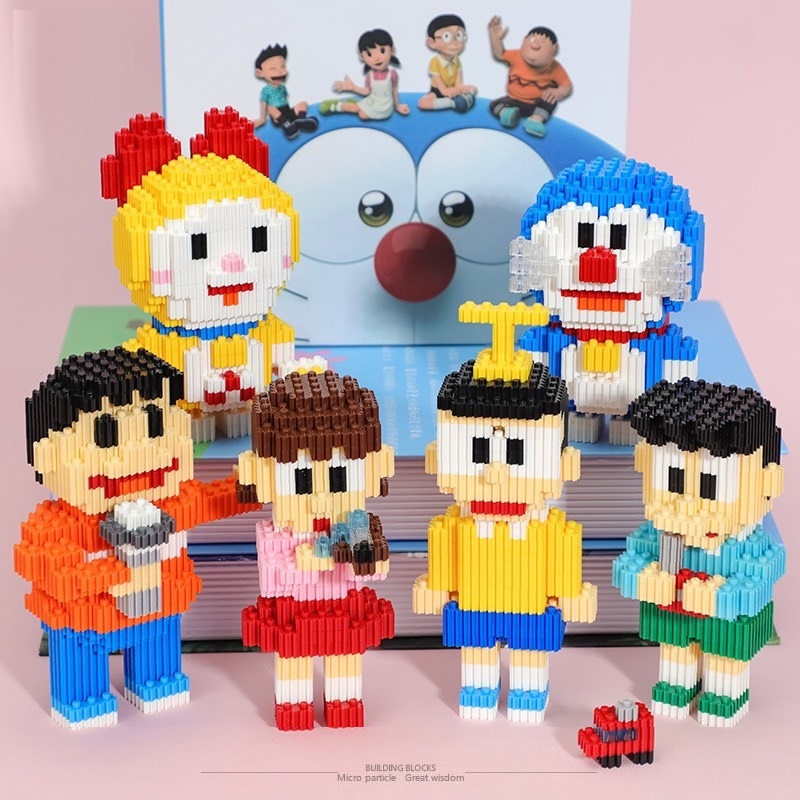 Mô hình mini đồ chơi lắp ráp 3D hình các nhân vật hoạt hình Doraemon,Nobita