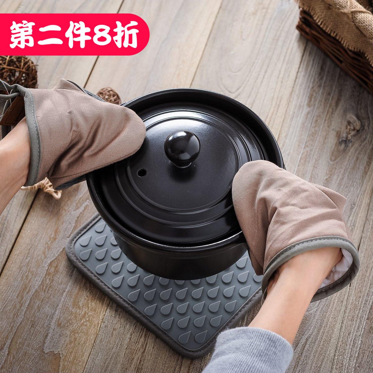 Silicone Vải Cotton Hai Mặt Nướng Dày Lò Vi Sóng, Cách Nhiệt, Găng Tay Chịu Nhiệt Cao Chống Nóng Kẹp Găng Tay