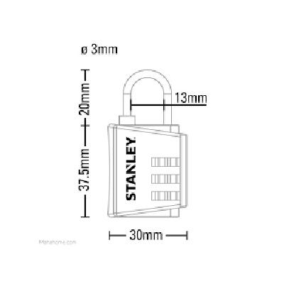 Ổ khóa số Stanley S742-054 30mm 3 Digit Zinc Security Indicator.