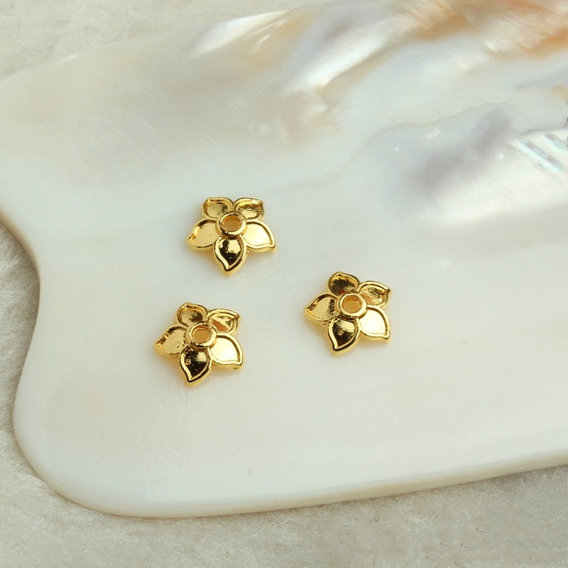 Charm chụp hoa 8mm bạc mạ vàng dùng mix vòng tay cao cấp