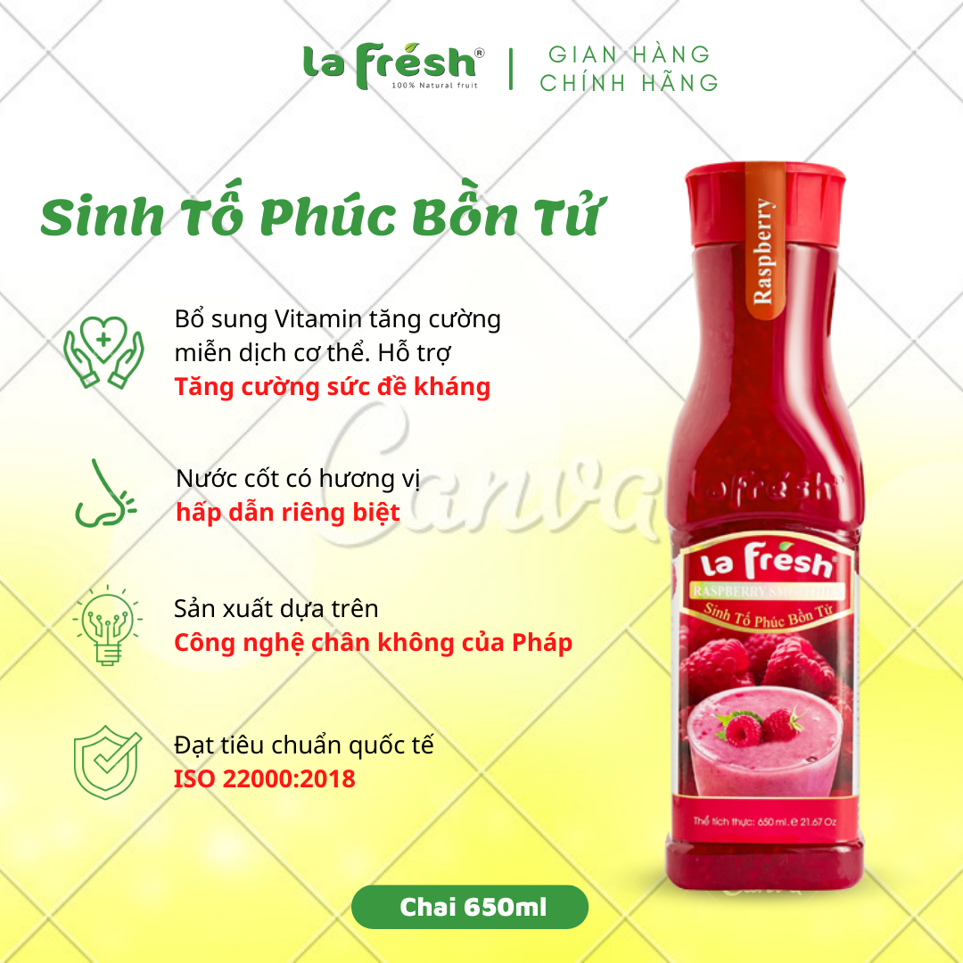 Sinh Tố Phúc Bồn Tử Lafresh Đà Lạt Chai 650ML