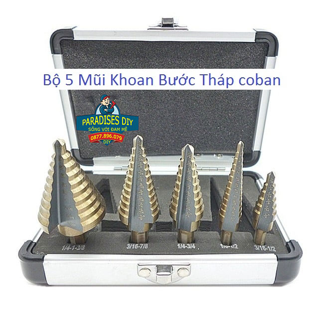Bộ 5 mũi khoan bước tháp HSS 4 - 35mm khoan kim loại,thép,sắt,nhôm,gỗ