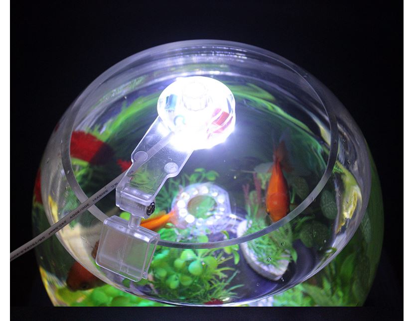 Đèn Led kẹp bể cá tròn, miệng vòm khó gắn đèn thường