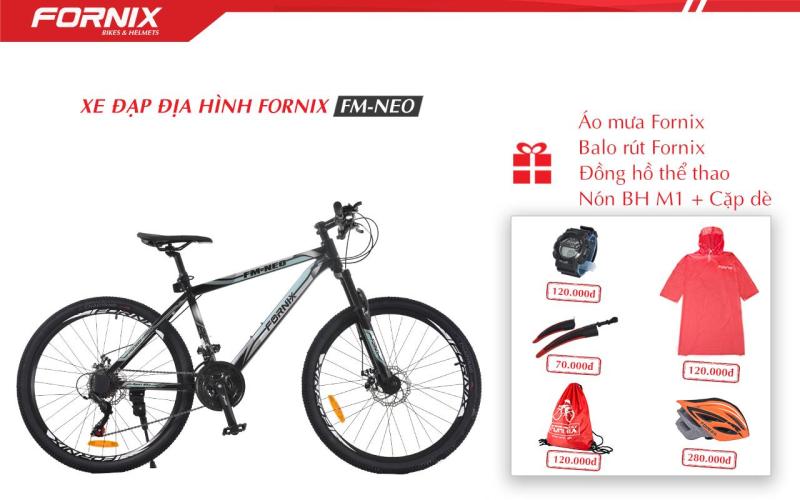 Mua Xe đạp địa hình Fornix FM-Neo +(Gift) Balo sạc điện thoại, Nón A01NM1, cặp dè, đồng hồ thể thao, Túi Fornix, Áo mưa