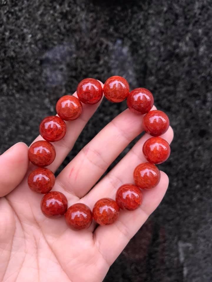 [HCM]VÒNG TAY ĐÁ MÃ NÃO VÂN RỒNG ĐỎ 14LY